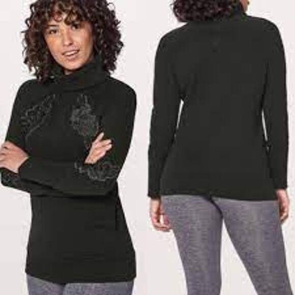 Lululemon Embroidered To You Tunic Black Womens Size 10 EUC Applique - Picture 1 of 9